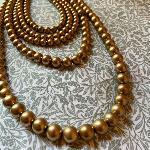 Anthropologie Gold Jumbo Beaded Necklace - Picture 7 of 8